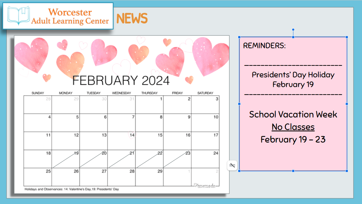 February calendar 2024 SP